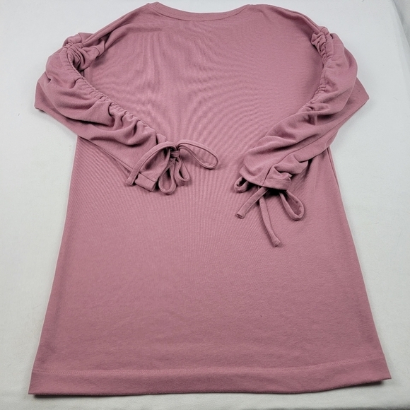 Lush mauve ruched sleeve oversized sweatshirt dress - Picture 4 of 5